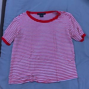 red and white striped top